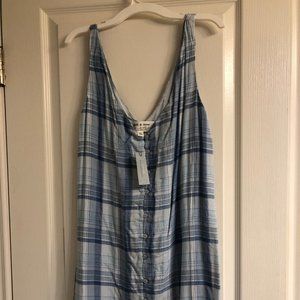 blue striped button down dress